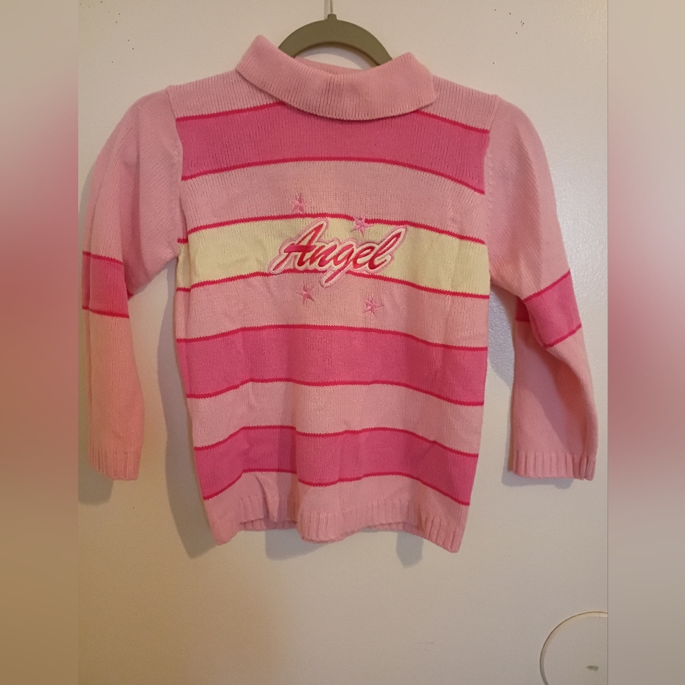 VTG‎ Diva Girls Pink and Cream Knit Sweater Sz 6X